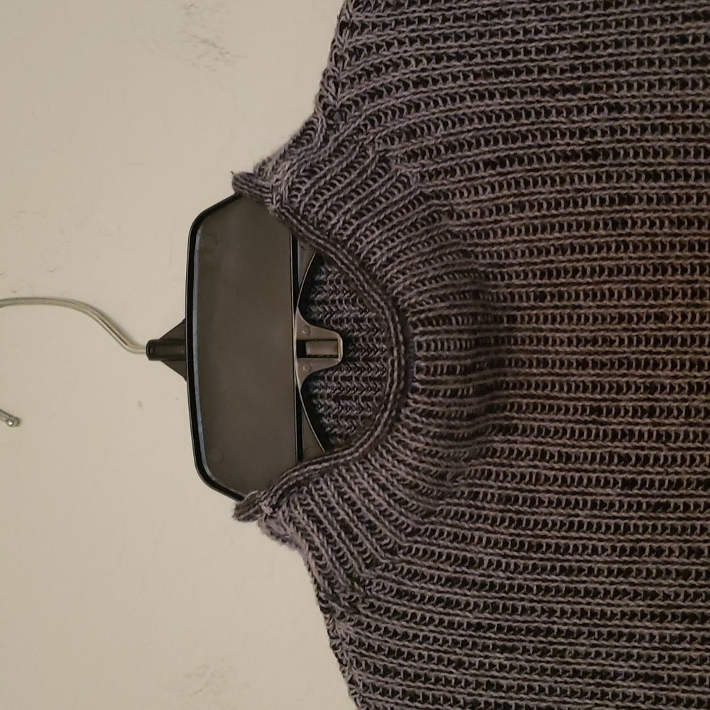 Style & Company Ribbed Cold Shoulder Mock Turtle neck Sweater Grey - Picture 5 of 8